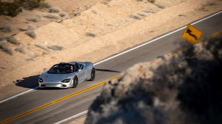 McLaren 750S Spider action above from afar