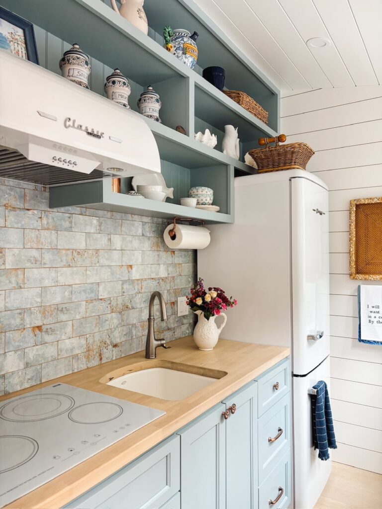 tiny cottage kitchen blue cabinets the inspired room