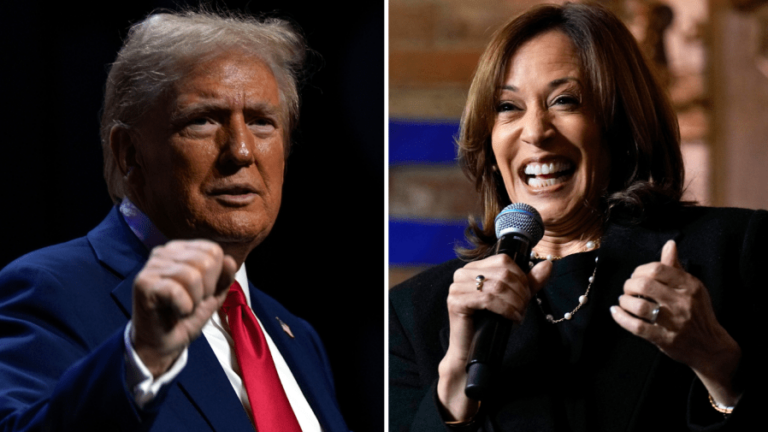 Donald Trump Kamala Harris campaigning 10.18