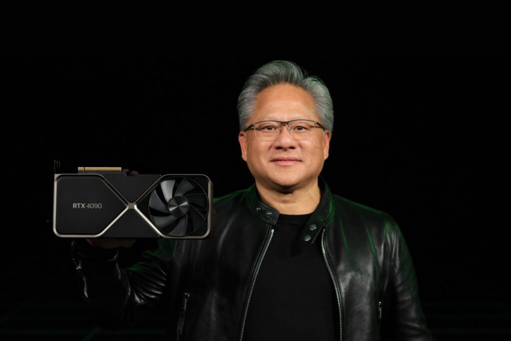 nvidia ceo jensen huang with geforce rtx 4090