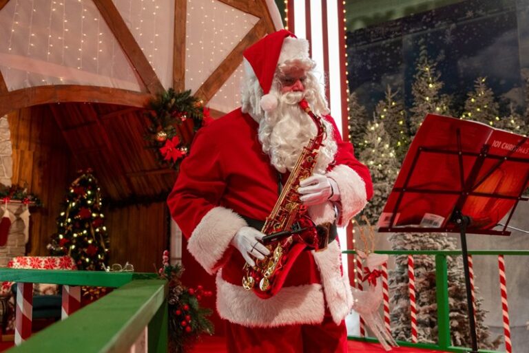 santa playing the sax